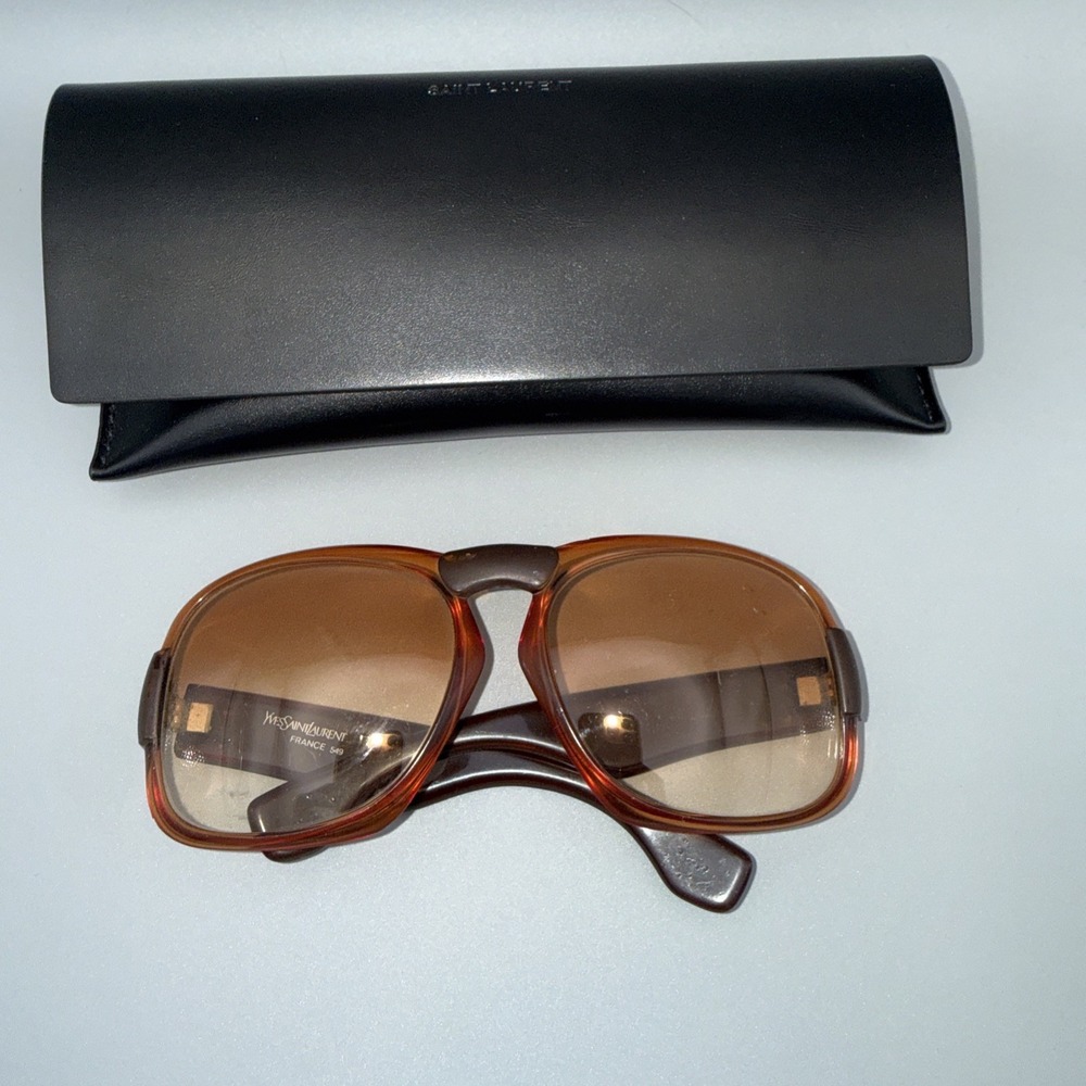 Yves Saint Laurent France "Jackie O"Oversized 1970s YSL Sunglasses & YSL Case - Picture 6 of 12
